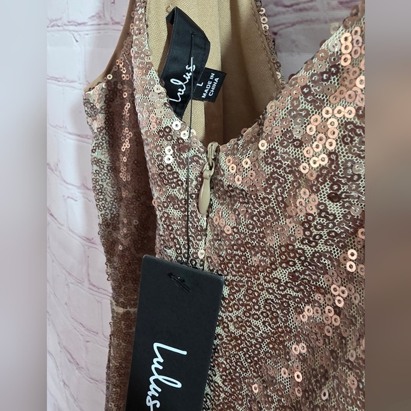 Lulu's Womens Gold Party Dress Sz Large New - Picture 4 of 5